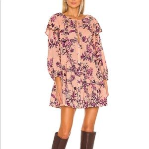 Free People Sunbaked Floral Swing Dress in Peach Combo